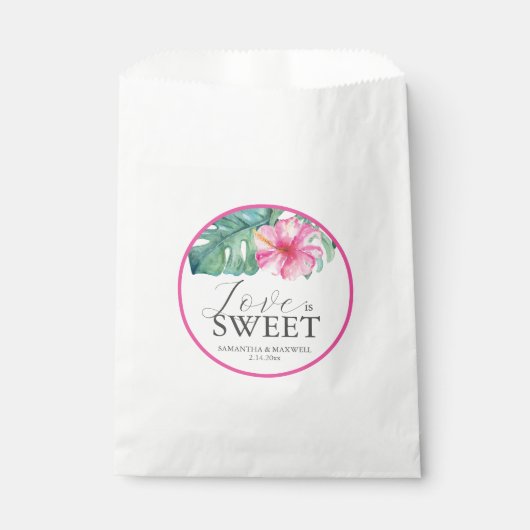 Bruiloft Favor Tassen Tropische roze bloem Bedankzakje (Voorkant)
