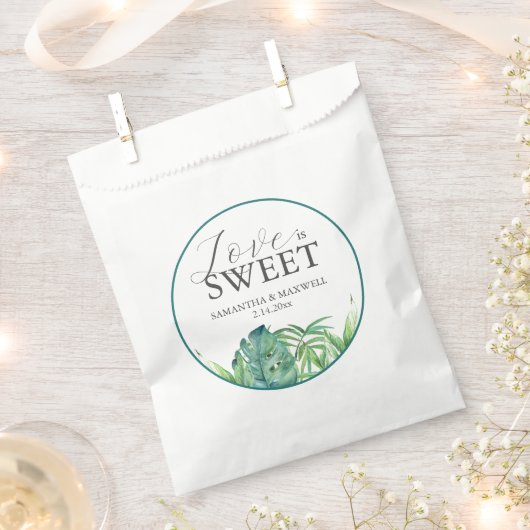 Bruiloft Favor Tassen Wild Tropical Palm Love Zoet Bedankzakje (Geknipt)