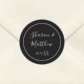 Bruiloft Favor Zwart-wit Kalligrafie Script Ronde Sticker