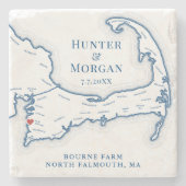 Bruiloft Favoriet Cape Cod Kaart Bourne Farm Stenen Onderzetter (Voorkant)
