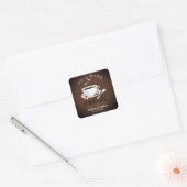Bruiloft Favoriet: Love Is Brewing Coffee Vierkante Sticker (Envelop)