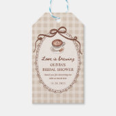 Bruiloft favoriet: 'Love is Brewing' Gingham koffi Cadeaulabel (Voorkant)