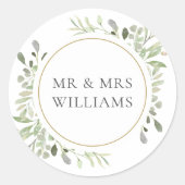Bruiloft favoriet MR & MRS met groen Ronde Sticker (Voorkant)