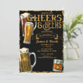 Bruiloft Feest Bar Evenement Cheers & Beers Gold B Kaart (Staand voorkant)