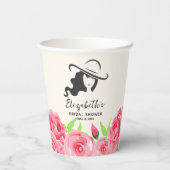Bruiloft Feest 'Big Hat Lady Roses' Papieren Bekers (Achterkant)