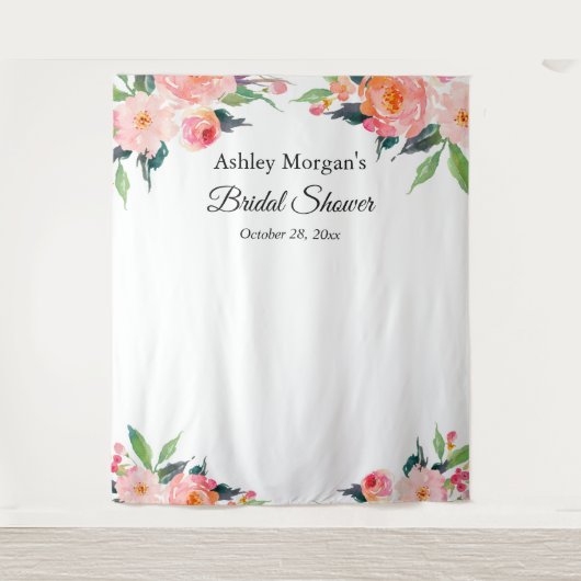 Bruiloft Feest Bloem Foto Booth Achtergrond Wandkleed (Voorkant)