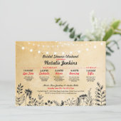 Bruiloft Feest Bloemstuk Itinerary Vrijgezellenfee Kaart (Staand voorkant)