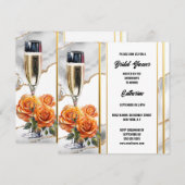 Bruiloft feest bruisende wijn oranje roos elegant feestdagenkaart (Voorkant / Achterkant)