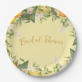 Bruiloft Feest Citroenen Sinaasappels Citrus Bloem Papieren Bordje (Voorkant)