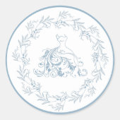 Bruiloft Feest - Elegante Blauwe Feest Ronde Sticker (Voorkant)