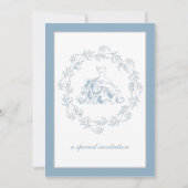 Bruiloft Feest - Elegante Blauwe Uitnodiging (Voorkant)