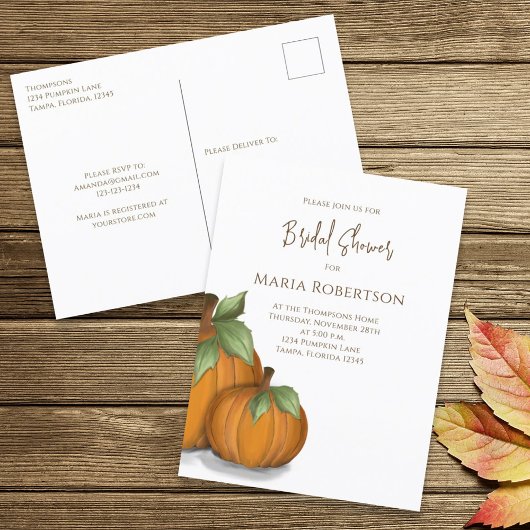 Bruiloft Feest Elegante Pompoenen Cute Briefkaart
