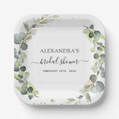 Bruiloft Feest Eucalyptus Groene Boho Tuin Papieren Bordje (Voorkant)