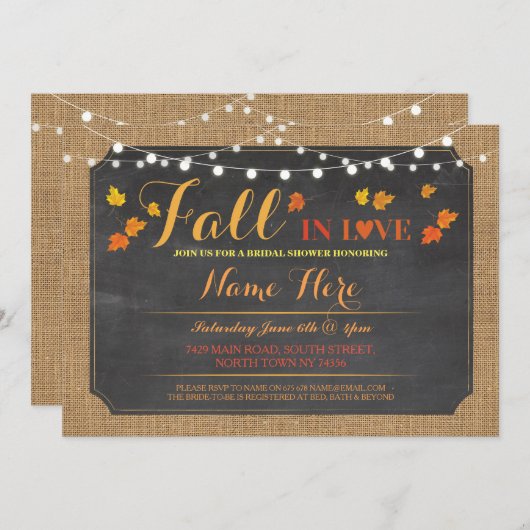 Bruiloft Feest Fall in Love laat Uitnodigen Kaart (Voorkant / Achterkant)