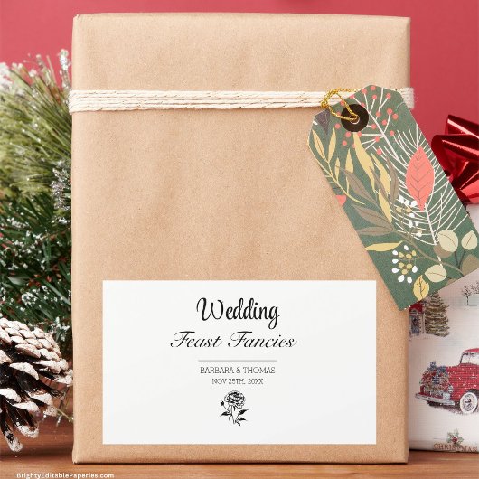 Bruiloft Feest Fancy Pioen Bloemen Waterverf Rechthoekige Sticker