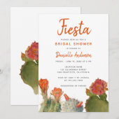 Bruiloft Feest Fiesta Cactus Bloemen Watercolor Kaart (Voorkant / Achterkant)