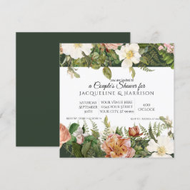 Bruiloft Feest | Forest Coral n Ivory Rozen Bloeme Kaart