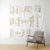 Bruiloft feest goudtekst fotohokje Achtergrond ban Wandkleed (In Situ (horizontaal))