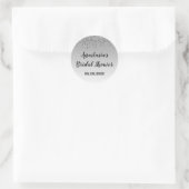 Bruiloft Feest Grijs & Zilver Glitter Druppels Gla Ronde Sticker (Tas)