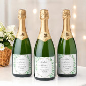 Bruiloft Feest Groene Eucalyptus Witte Sparkling Wijnetiket