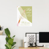 Bruiloft Feest Groene Welkom Poster (Thuiskantoor)