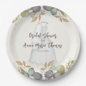 Bruiloft Feest Herfstbladeren Trouwjurk Elegant Papieren Bordje (Voorkant)