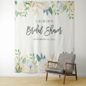 Bruiloft Feest | Ivoor Bloemen Foto Achtergrond Wandkleed (In situ)