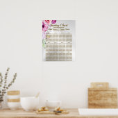 Bruiloft Feest Kleurrijk Roze Bloemmotief Zilver E Poster (Keuken)