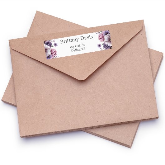 Bruiloft Feest Lavendel Bloemen Retouradres Etiket