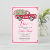 Bruiloft Feest Liefde Bloem Truck Uitnodiging (Staand voorkant)