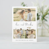 Bruiloft Feest Liefde & Dank 4 Foto Bruidsjurk Bedankkaart (Staand voorkant)