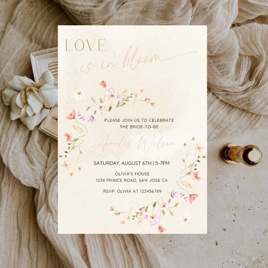 Bruiloft Feest met Love Is in Bloom Thema Kaart