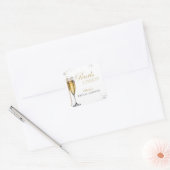 Bruiloft feest met parels en Prosecco, bruids brun Vierkante Sticker (Envelop)