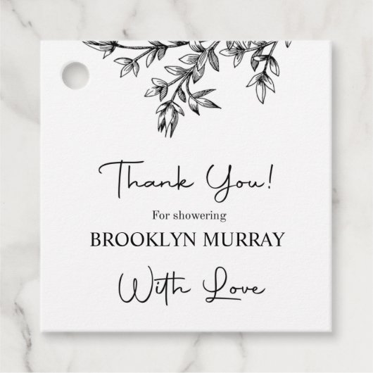 Bruiloft Feest, Moderne Bruiloft, Zwart en wit Bedankjes Labels (Voorkant)