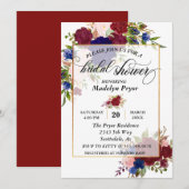 Bruiloft Feest Navy Burgundy Goud Frame Goud Kaart (Voorkant / Achterkant)