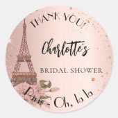 Bruiloft feest Parijs Eiffeltoren dank je Ronde Sticker (Voorkant)