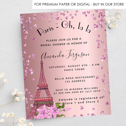 Bruiloft feest Parijs Eiffeltoren roze budget uitn Flyer