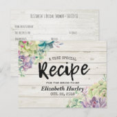 Bruiloft Feest Recept sappige Planten Rustiek Hout Uitnodiging Briefkaart (Voorkant / Achterkant)