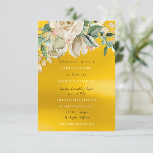 Bruiloft Feest Roos Geschilderde Bloem Waterverfsc Kaart (Staand voorkant)