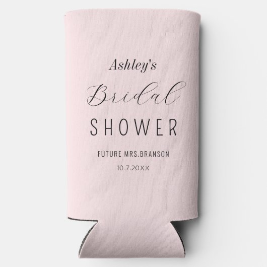 Bruiloft Feest Roze Chic Minimalistisch  Seltzer Blikjeskoeler (Achterkant)