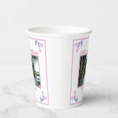 Bruiloft Feest Roze Foto Papieren Bekers (Rechts)