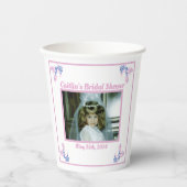Bruiloft Feest Roze Foto Papieren Bekers (Voorkant)