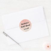 Bruiloft Feest Roze & Goud Zeemeermin Glitters Gla Ronde Sticker (Envelop)