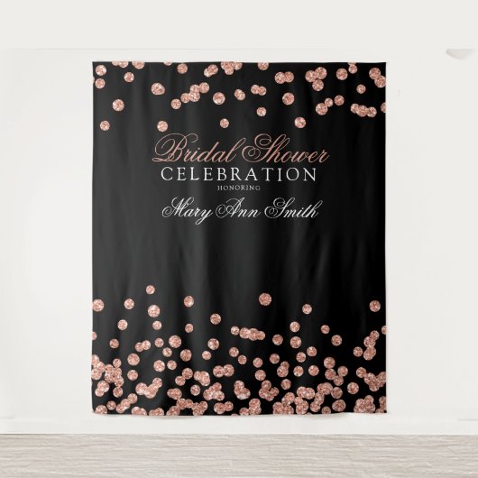 Bruiloft Feest Roze Gouden Confetti Achtergrond Wandkleed (Voorkant)