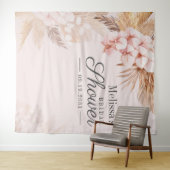 Bruiloft Feest Roze Pampas Gras Boho Achtergrond Wandkleed (In Situ (horizontaal))