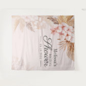 Bruiloft Feest Roze Pampas Gras Boho Achtergrond Wandkleed (Voorkant (horizontaal))