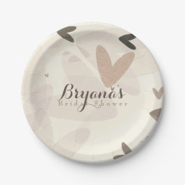 Bruiloft Feest Roze & Taupe Hartjes Chic Feest Papieren Bordje