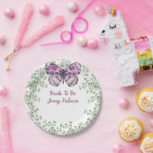 Bruiloft Feest Roze Vlinder Groene Tuintjes  Papieren Bordje (Feest)