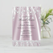Bruiloft Feest Roze Zijde Diamant Kristal Kaart (Staand voorkant)