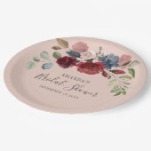 Bruiloft Feest Rustic Bourgondië Floral Aangepast Papieren Bordje (Gekanteld)